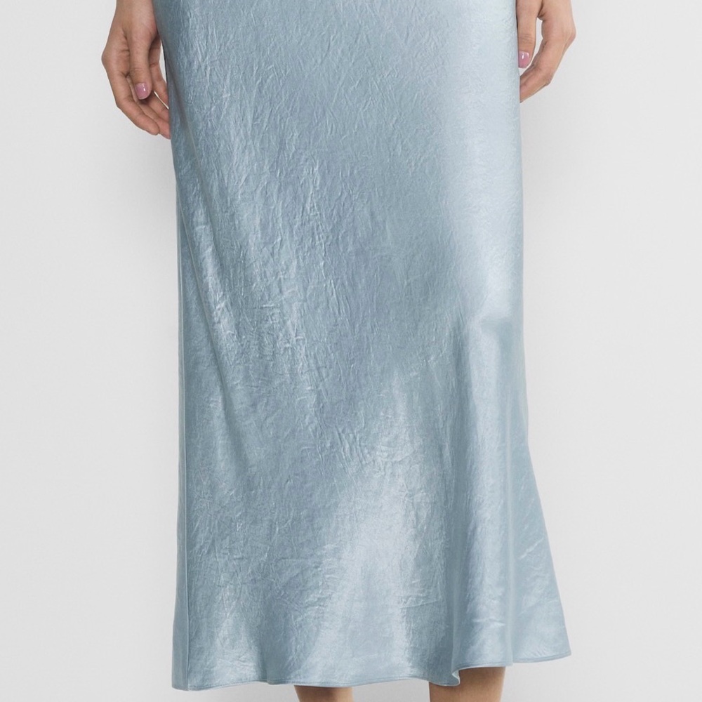 Babaton Dew Blue Slip Satin Maxi Skirt Aritzia